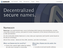 Tablet Screenshot of namecoin.org